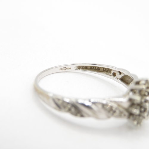 165 - 9ct white gold diamond cluster (2.1g) size P 1/2