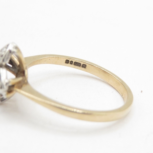 167 - 9ct gold sapphire and diamond flower ring (1.9g) size L