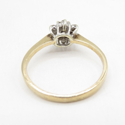 176 - 9ct gold diamond floral cluster ring (1.7g) size N