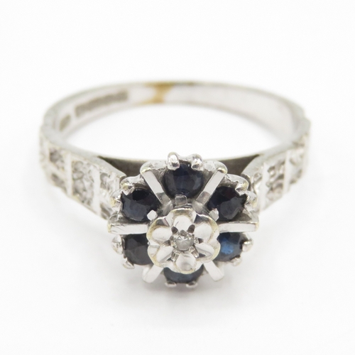 241 - 9ct white gold floral cluster ring (3.2g) size M 1/2