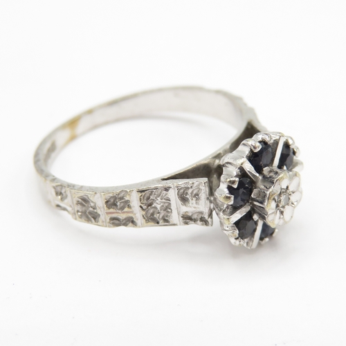 241 - 9ct white gold floral cluster ring (3.2g) size M 1/2