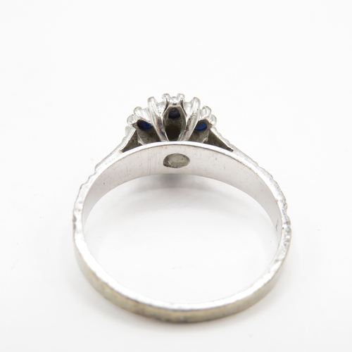 241 - 9ct white gold floral cluster ring (3.2g) size M 1/2