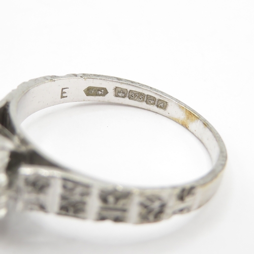 241 - 9ct white gold floral cluster ring (3.2g) size M 1/2