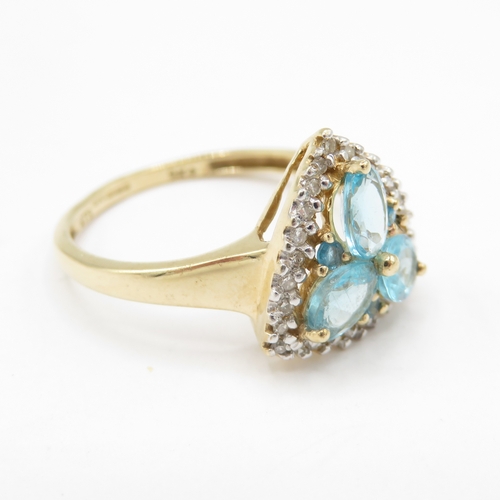 242 - 9ct gold topaz and diamond ring (2.4g) size O 1/2