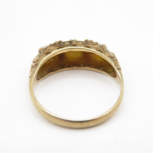 243 - Vintage 9ct gold opal and garnet ring (3.1g) size O