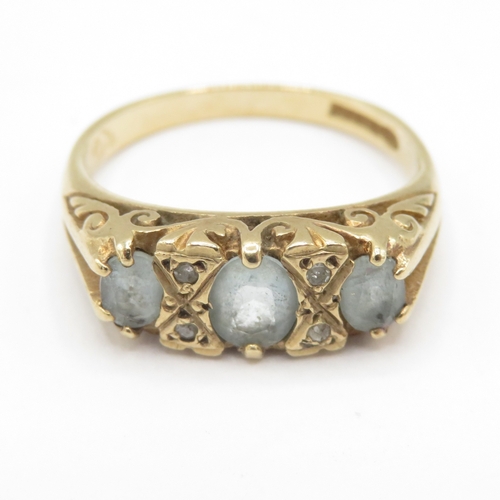 244 - 9ct gold topaz and diamond ring (3.6g) size N 1/2