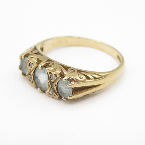 244 - 9ct gold topaz and diamond ring (3.6g) size N 1/2