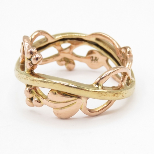 249 - 9ct gold clogau leaf design ring (4.6g) size Q