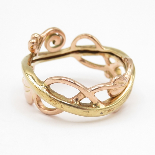 249 - 9ct gold clogau leaf design ring (4.6g) size Q