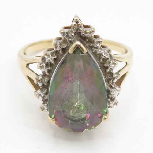 250 - 9ct gold mystic topaz solitaire ring (3.1g) size L