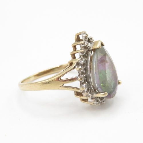 250 - 9ct gold mystic topaz solitaire ring (3.1g) size L