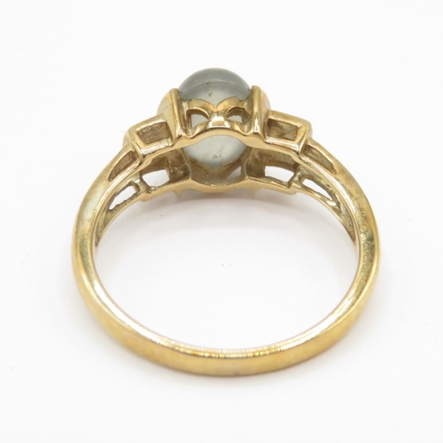 263 - 9ct gold moss agate solitaire ring (3.4g) size O