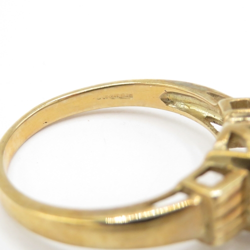 263 - 9ct gold moss agate solitaire ring (3.4g) size O