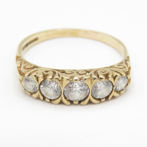 268 - 9ct gold five stone white gemstone ring (2.6g) size R