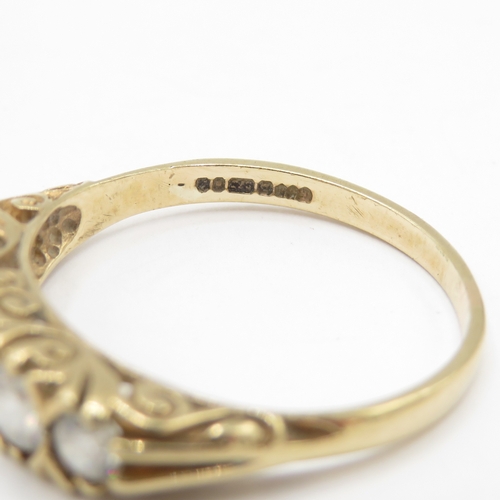 268 - 9ct gold five stone white gemstone ring (2.6g) size R