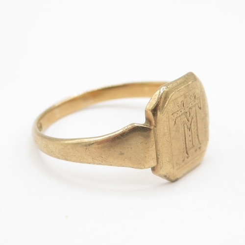 275 - 9ct gold signet ring with engraved initials 'TT' (3.3g) size T