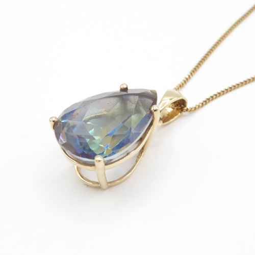 29 - 9ct gold mystic topaz pendant on chain with certificate (5.7g)