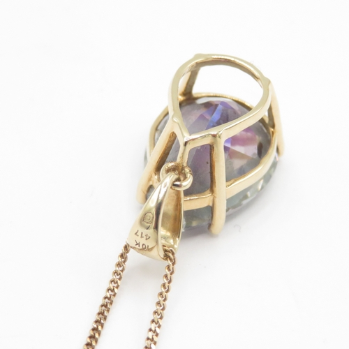 29 - 9ct gold mystic topaz pendant on chain with certificate (5.7g)