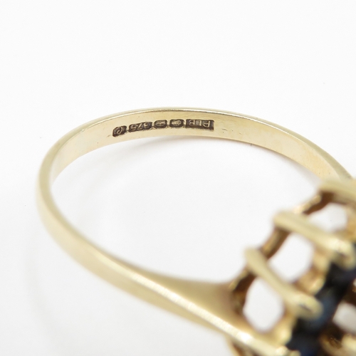 290 - 9ct gold opal and sapphire halo ring (2.7g) size N