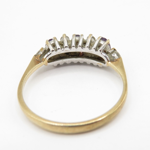 296 - 9ct gold purple and white gemstone ring (1.7g) size N