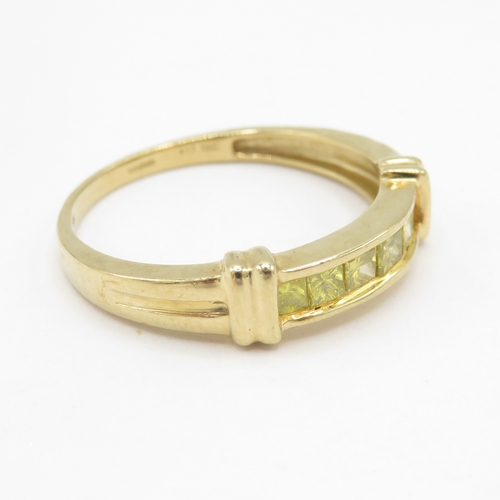 298 - 9ct gold yellow diamond pave set panel ring (2.5g) size S