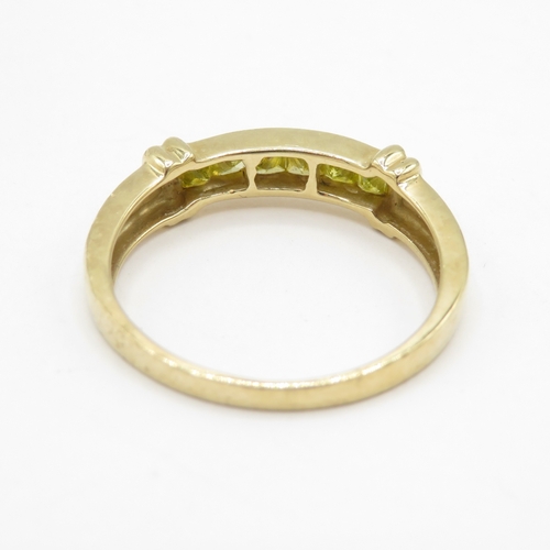 298 - 9ct gold yellow diamond pave set panel ring (2.5g) size S
