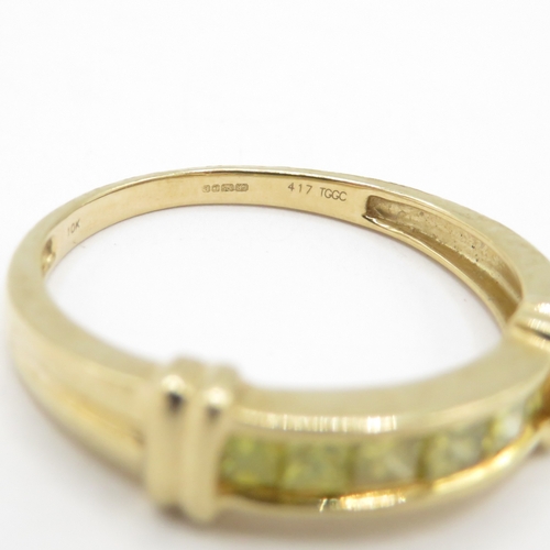 298 - 9ct gold yellow diamond pave set panel ring (2.5g) size S