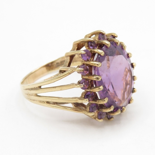 47 - 9ct gold amethyst cocktail ring (7.3g) size U