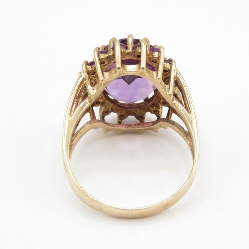 47 - 9ct gold amethyst cocktail ring (7.3g) size U
