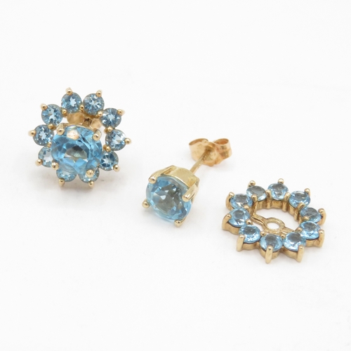 49 - 9ct gold topaz earrings with detachable halo (2.8g)