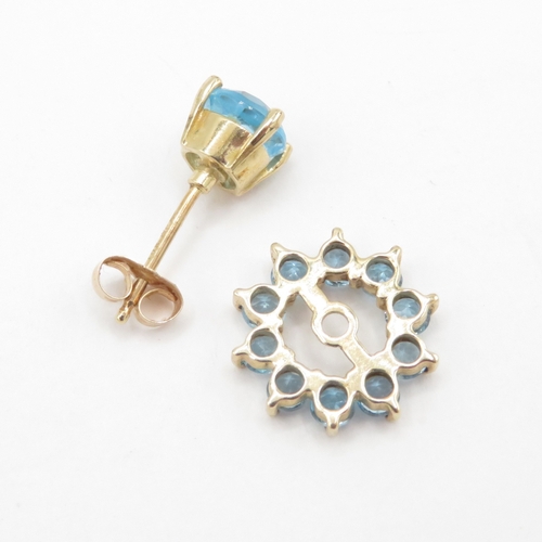 49 - 9ct gold topaz earrings with detachable halo (2.8g)