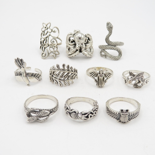 Collection of sterling silver rings - 42.5g
