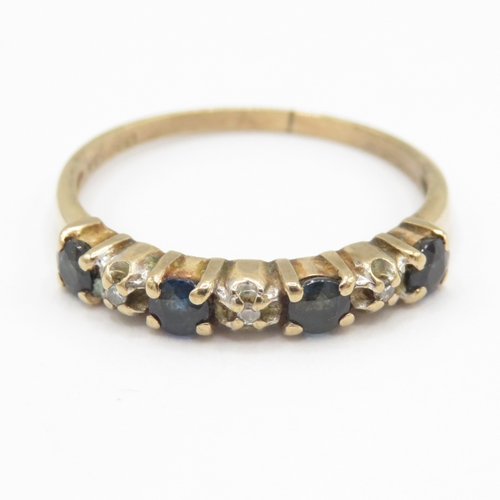 9ct gold diamond sapphire ring (1.1g) Size K 1/2