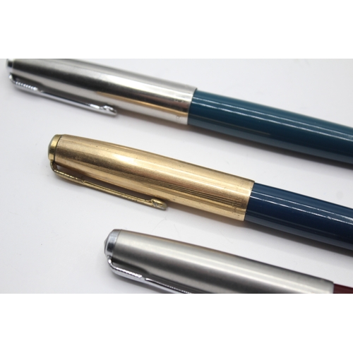 3 x Vintage Parker 51 Fountain Pens 14ct Gold Nibs WRITING Inc Gold ...