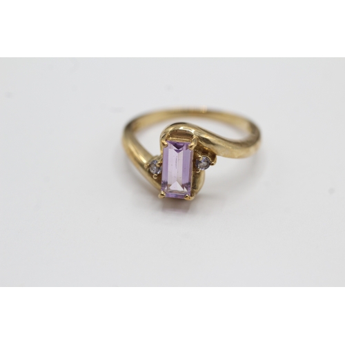 14 - 9ct gold amethyst & tanzanite dress ring (3.1g) Size N