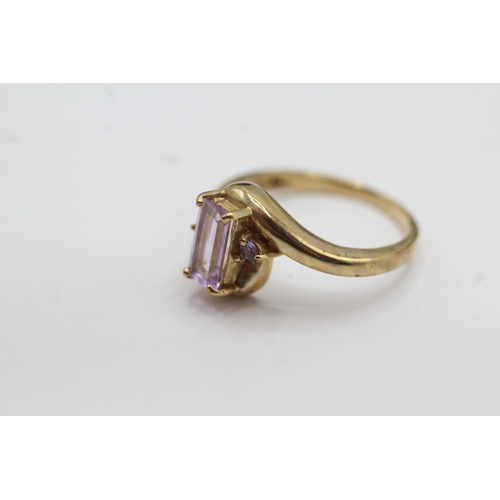 14 - 9ct gold amethyst & tanzanite dress ring (3.1g) Size N