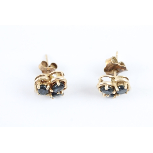 24 - 9ct gold sapphire & diamond stud earrings (2.2g)