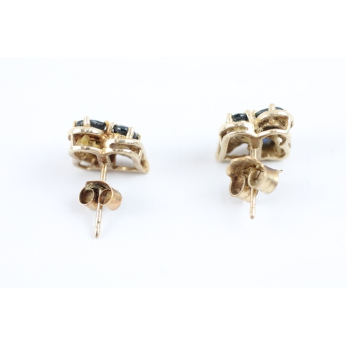 24 - 9ct gold sapphire & diamond stud earrings (2.2g)