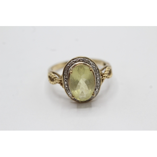 49 - 9ct gold citrine and diamond dress ring (3.8g) Size S
