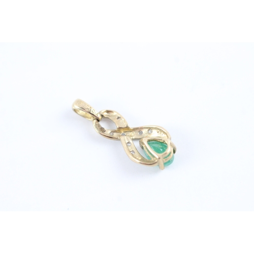 50 - 2x 9ct gold emerald diamond pendants (1.3g)