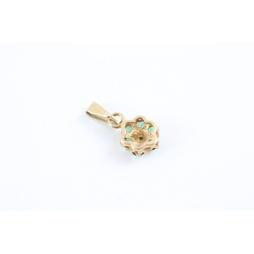 50 - 2x 9ct gold emerald diamond pendants (1.3g)