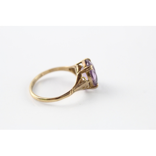 203 - 9ct gold antique amethyst set solitaire ring (1.7g) Size K