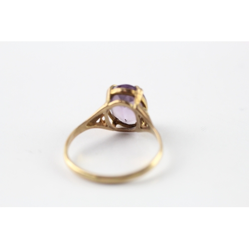 203 - 9ct gold antique amethyst set solitaire ring (1.7g) Size K