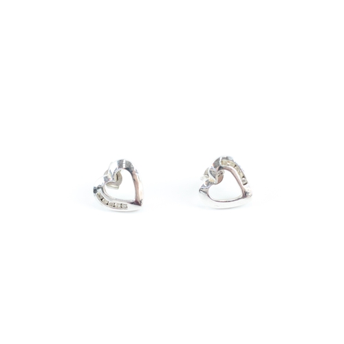 230 - 9ct white gold diamond heart earrings (1g)