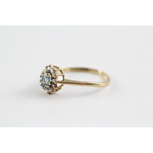 276 - 9ct gold blue topaz diamond cluster ring (1.4g) Size L 1/2