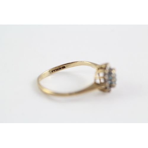 276 - 9ct gold blue topaz diamond cluster ring (1.4g) Size L 1/2