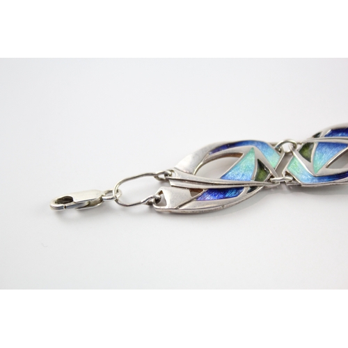 371 - Sterling Silver Enamel Chenevive Collection Bracelet By Pat Cheney (23g)