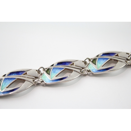 371 - Sterling Silver Enamel Chenevive Collection Bracelet By Pat Cheney (23g)