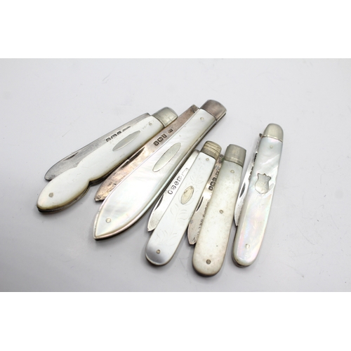400 - 5 x .925 sterling silver fruit knives 79g