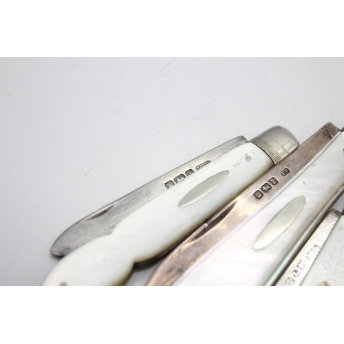 400 - 5 x .925 sterling silver fruit knives 79g